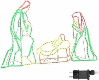 vidaXL Escena Navideña Iluminada Multicolor 112 x 72 cm PVC vidaXL