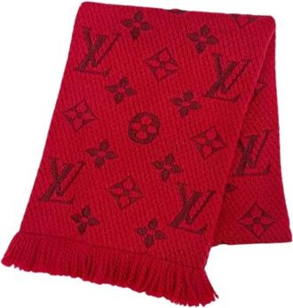 Louis Vuitton Pre-owned Escale Logomania Monogram Wool Silk Scarf - Dames - Vintage Accessoires - Rood - ONE Size - Wol - Vintage