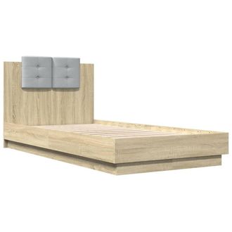 Berkfield Home Durable Bed Frame with LED without Mattress Sonoma Oak 90x190 cm in Brown | Size: Single