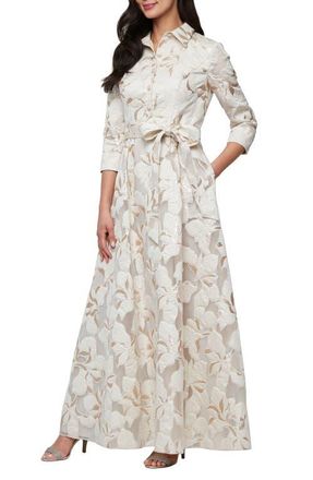 Alex Evenings Metallic Jacquard Ballgown in Ivory Gold at Nordstrom, Size 16P