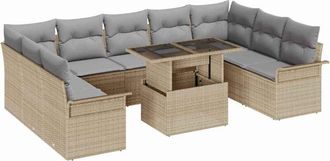 vidaXL Vidaxl - Conjunto De Sof&aacute; De Jard&iacute;n Manual 10 Pcs Beige 100 X 55 X 73 Cm