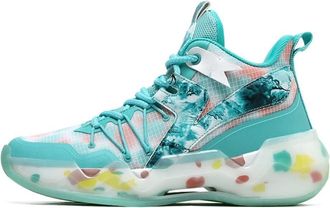 Generic Mens Fashionable Basketball Shoes with Cushioning Rebound Anti Slip Wear-Resistant Sports Training Boots Walking Shoes(Green,4.5 UK)