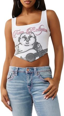 True Religion Crystal Logo Scoopneck Tank in Optic White at Nordstrom, Size Xx-Large