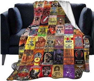 OEM Manta De Franela Ligera Y C&oacute;moda Nnovat Con Collage De Banda De Rock - Manta Suave Para Sof&aacute; Y Sill&oacute;n - Apta Para Todas Las Estaciones 203,2 X 152,4 C