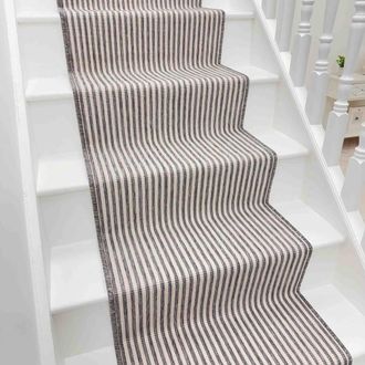Runrug Stair Runner Carpet - Reversible & Durable, 2mm - Pinstripe in Grey | Size: 60 cm x 540 cm