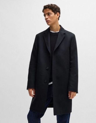 HUGO BOSS Mens Malte2441 Regular-Fit Coat - Navy - Size: 40/Regular