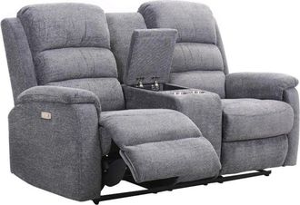 Vente-Unique Vente-unique - Divano relax elettrico 2 posti con ripiano in tessuto Antracite - nevers