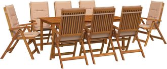 vidaXL Conjunto De Comedor De Jard&iacute;n De 9 Piezas 9 Uds. Natural Vidaxl