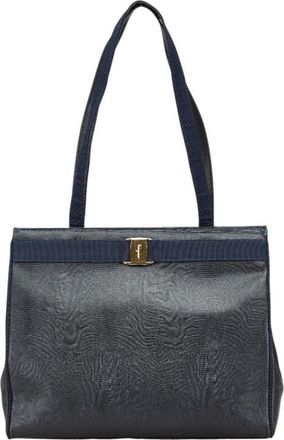 Ferragamo Black Leather Handbag Tote Bag (Pre-Owned)