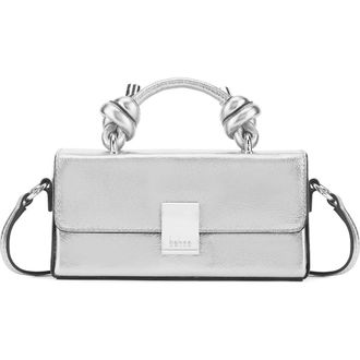 Behno Micro Mary Soft Metallic Leather Crossbody Bag in Silver at Nordstrom