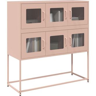 vidaXL Credenza Rosa 100,5x39x107 cm in Acciaio Laminato a Freddo - Vidaxl