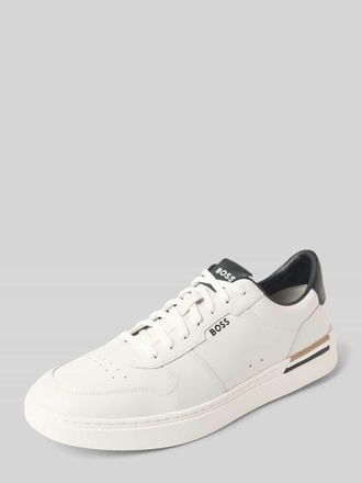 HUGO BOSS Low Top Sneaker aus echtem Rindsleder Modell CLINT_TENN_lTVPN in Weiss, Gr&ouml;&szlig;e 40