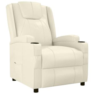 vidaXL Sill&oacute;n Reclinable De Cuero Sint&eacute;tico Blanco Crema Vidaxl