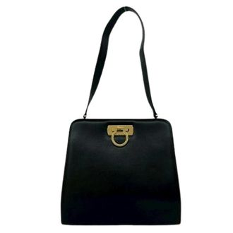 Ferragamo Pre-owned Leren Schoudertas - Dames - Pre-owned - Zwart - Maat: ONE Size Leer