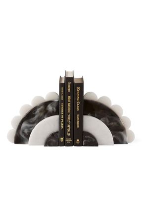 Jonathan Adler Como Bookends in Black /White Marbled at Nordstrom
