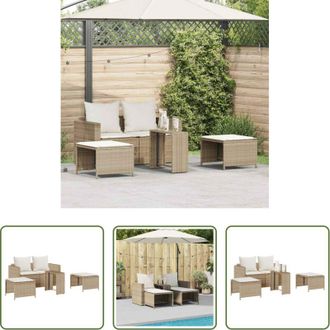 vidaXL Poltrona da esterno - Set Divano da Giardino 5 pz con Cuscini Beige in Polyrattan