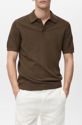 Mango Slim Fit Polo in Brown at Nordstrom, Size Small