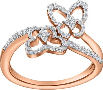 LuvMyJewelry Blush Entwine 0.65 Ct 10K Gold Diamond Ring in 14K White Gold at Nordstrom, Size 7