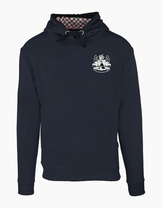 Aquascutum Mens Hooded Neck Long Sleeve Sweatshirt - Navy - Size: 2X large