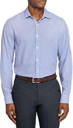 W.R.K Regular Fit Tile Print Performance Dress Shirt in White/Purple at Nordstrom, Size 17.5 - R
