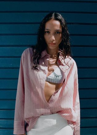 Mango Gonna lino dettaglio pizzo bianco sporco - Donna - 38 - MANGO