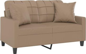 vidaXL Sof&aacute; de 2 plazas con cojines cuero sint&eacute;tico capuchino 120 cm Vidaxl