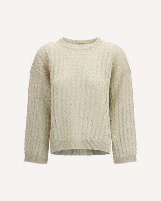 Brunello Cucinelli Dazzling Cable linen Sweater with openwork ribbing Female L