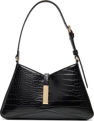 Aldo Julietta Croc Embossed Faux Leather Shoulder Bag in Black at Nordstrom