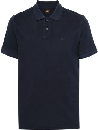 BOSS logo-rubberised cotton polo shirt - men - Cotton - 3XL - Blue