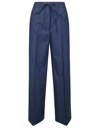 P.A.R.O.S.H. Solid Blue Drawstring Wide Leg Pants