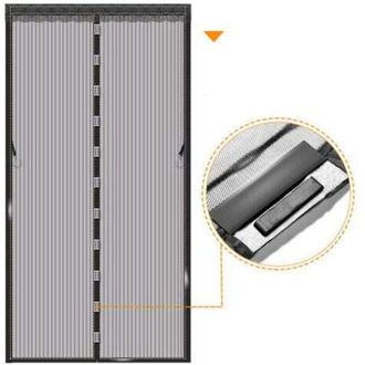 OEM Cortina Magn&eacute;tica Antimosquitos Para Puerta De 80x200cm (tiras Negras + Velcro + Clavos) - Crezuo