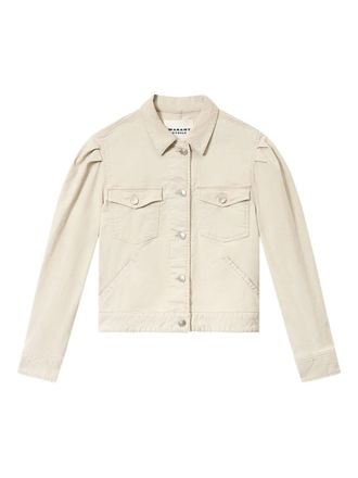 Isabel Marant Bolineav puffed-sleeve pocket jacket - women - Cotton/Lycra/Polyester/Cotton - 38 - Neutrals