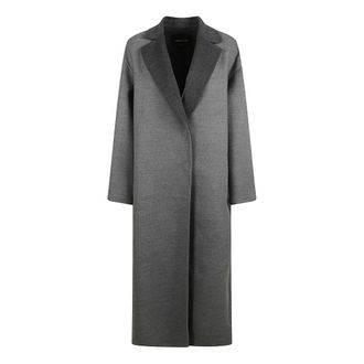Fabiana Filippi Single-Breasted Coats, female, Gray, XS, Grey Snap Button Coat with Metallic Detail