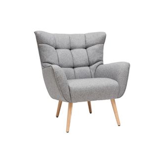 Miliboo Miliboo - Sill&oacute;n N&oacute;rdico En Tejido Gris Claro Y Madera Avery