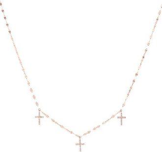 Lana Jewelry 14K Gold Triple Diamond Cross Charm Necklace in Rose Gold at Nordstrom