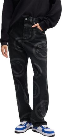 HUGO BOSS Mens Nate Slim Fit Mid Rise Jeans in Black - Size 36W/32L