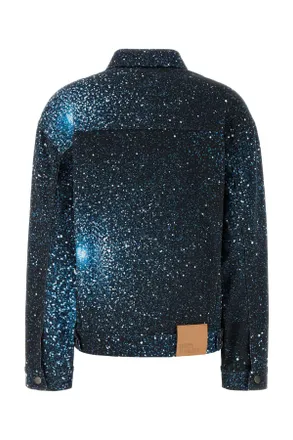 Giuseppe Di Morabito Womens Printed Stretch Denim Jacket 89 Exterior: Cotton Elastane Giubbini