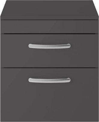 Nuie Nuie - Athena Wall Hung 2-Drawer Vanity Unit and Worktop 500mm Wide Gloss Grey