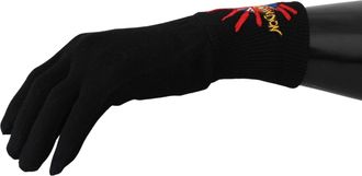 Dolce & Gabbana Mens Black dgloveslondon Embroidered Wool Gloves Virgin