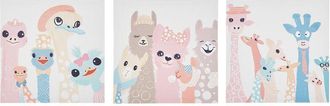 Beliani Beliani - Conjunto De 3 Cuadros En Lienzo De Poli&eacute;ster Multicolor 30 X 30 Cm Sin Marco Ganchos Moderno Habitaci&oacute;n Infantil Tillia