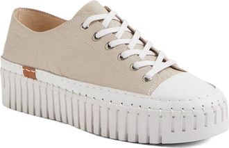 Django & Juliette Baselo Leather Platform Sneaker in White-Almond Sole Leather at Nordstrom, Size 37