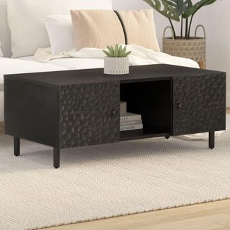 vidaXL Vidaxl - Mesa De Centro Madera Maciza De Mango Negra 100x54x40 Cm
