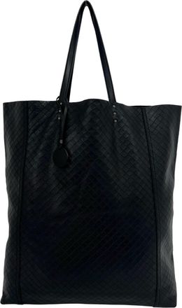 Bottega Veneta Black Leather Handbag Tote Bag (Pre-Owned)