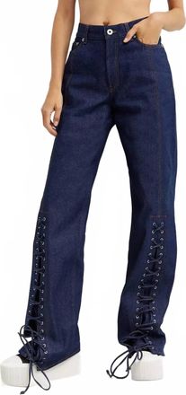 Jean Paul Gaultier Pre-Loved Frenchy Finishing Haute Jeanerie Tailored Laced Jeans In Blue Denim
