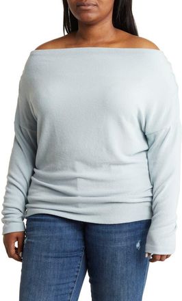 Renee C Brushed Knit Long Sleeve Top in Blue at Nordstrom Rack, Size 1X