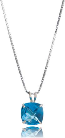 MAX + STONE 925 Sterling Silver or 14k Gold 8mm Cushion Cut Gemstone Pendent Necklace