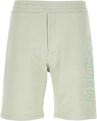 Alexander McQueen Pastelgroene katoenen Bermuda shorts - Heren - Korte Broeken - Groen - M - Katoen - Korte Broeken