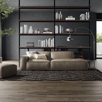 Castlery Dark Brown Top Grain Leather Right Side Chaise Sofa | Jonathan by Castlery