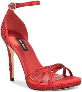 Nine West Lartay Platform Ankle Strap Sandal in Medium Red at Nordstrom Rack, Size 9.5