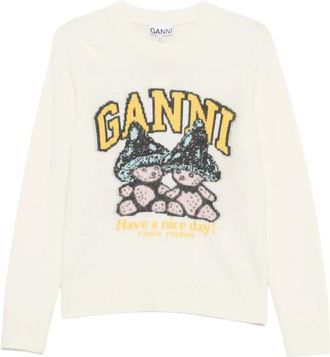 Ganni Dames, Truien, Wit, Maat: XS Wol